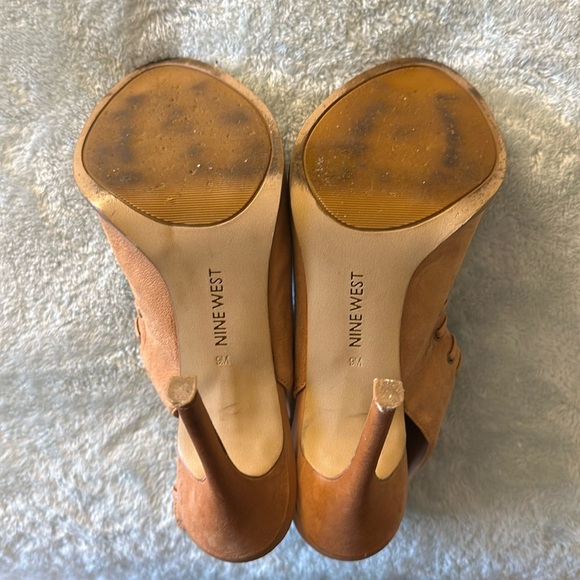 Nine West Cognac Brown Lace Up Heels - Picture 4 of 6